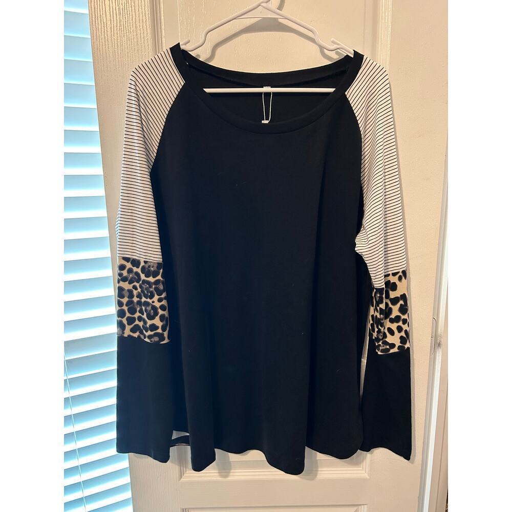 Long Sleeve Pullover Knit Top So Soft Animal Print Leopard Striped